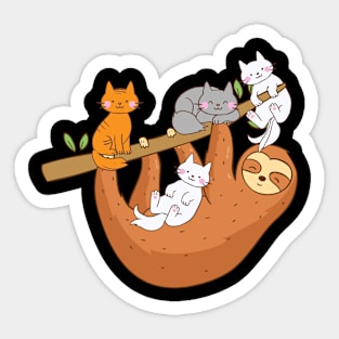 Lazy Sloth Loves Kitty Cute Cats Gift Sticker